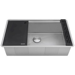 30-inch Workstation Scratch Resistant Embossed Kitchen Sink Stainless Steel