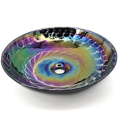 16 inch Murano Glass Art Vessel Circle Decorative Pattern Bathroom Sink