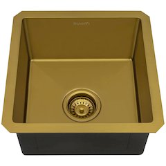 15-inch Polished Brass Matte Gold Stainless Steel 16 Gauge Kitchen Sink