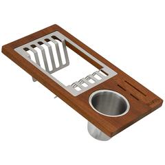 Ruvati Wood Dish Plate and Silverware Caddy Drying Rack for Workstation Sinks