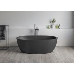 Ruvati 59-inch Matte Black epiStone Surface Oval Freestanding Bath Tub Canali