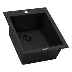 Drop-in Topmount Granite Composite Single Bowl Kitchen Sink - Midnight Black