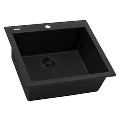 Drop-in Topmount Granite Composite Single Bowl Kitchen Sink - Midnight Black