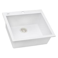 Drop-in Topmount Granite Composite Single Bowl Kitchen Sink - Arctic White