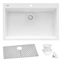 Drop-in Topmount Granite Composite Single Bowl Kitchen Sink - Arctic White