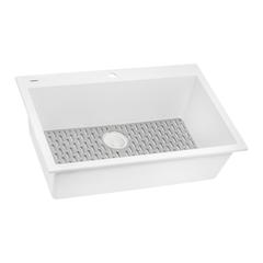 Drop-in Topmount Granite Composite Single Bowl Kitchen Sink - Arctic White