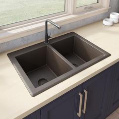 Ruvati 33 x 22 inch epiGranite Dual-Mount Double Bowl Kitchen Sink