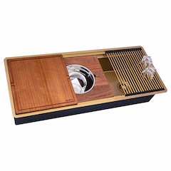 45-inch Polished Brass Matte Gold Stainless Steel Workstation Kitchen Sink