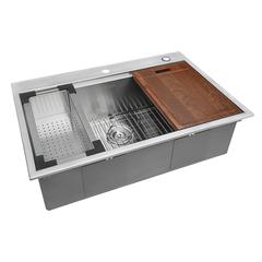 Ruvati 30 x 22 inch Workstation Topmount 16 Gauge Ledge Kitchen Sink Single Bowl
