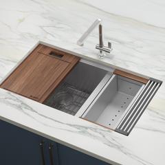 Ruvati 36-inch Workstation 60/40 Double Bowl Undermount 16 Gauge Kitchen Sink