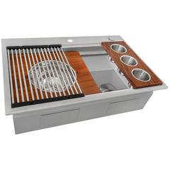 Ruvati 33 in Workstation Two-Tiered Ledge Kitchen Sink Drop-in Topmount 16 Gauge