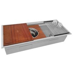 Ruvati 45 in Workstation Two-Tiered Ledge Kitchen Sink Drop-in Topmount 16 Gauge