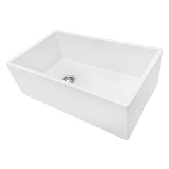 Ruvati 30-inch Fireclay Offset Drain Kitchen Sink Single Bowl WhiteLeft Drain