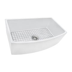 Ruvati 33 inch Fireclay White Kitchen Sink Bow Front Curved Apron Single Bowl