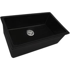 Ruvati 27in Fireclay Undermount / Drop-in Topmount Kitchen Sink Single BowlBlack