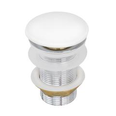Ruvati White Ceramic Top Push Pop-up Drain for Bathroom Sinks without Overflow-