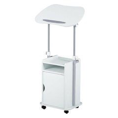 Adjustable White Rolling Laptop Cart With Storage For Versatile Office Use