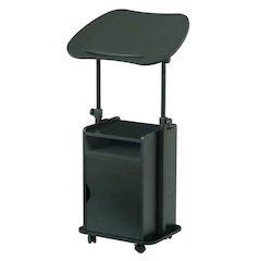 Adjustable Black Laptop Cart With Storage For Ergonomic Workspace Setup