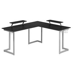 Black L-Shaped Gaming Desk with Spacious Surface and Durable Design