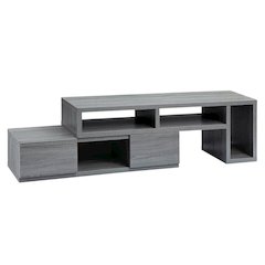 Adjustable TV Stand Console in Black with Sturdy Metal Frame, Cable Management