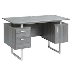 Modern Office Desk With Storage In Neutral Finish For Workspace Organization