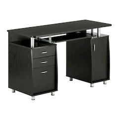 Espresso Finish Computer Desk With Storage And Spacious Work Surface