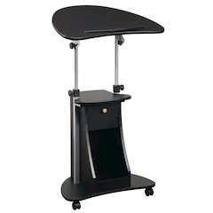 Black Rolling Adjustable Laptop Cart with Storage and Keyboard Shelf