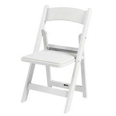 White Resin Folding Chairs Set of 4, Padded Seat, Stackable Indoor Outdoor