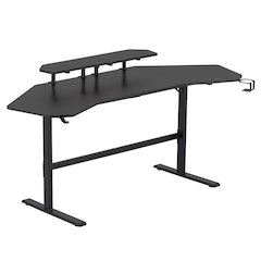 Gaming Desk with Shelves & Accessory Holder, Black