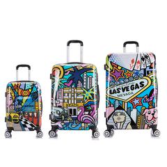 InUSA Prints Lightweight Hardside Spinner 3 Piece Set 20'',24'',28'' Cities