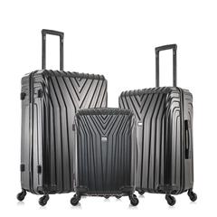 InUSA Vasty Lightweight Hardside Spinner 3 Piece Luggage set  20'',24'', 28'' Black