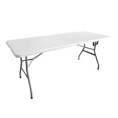 Techni Home 6 FT Granite White Folding Table with Easy- Carry Handle