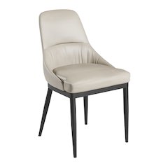 Armless Taupe Dining Chairs with Black Legs - Set of 2