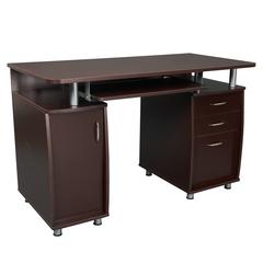 Complete Workstation Computer Desk with Storage. Color: Chocolate