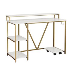 Techni Mobili Industrial Writing Desk, Gold