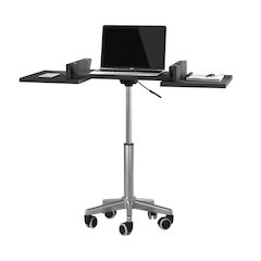Gray Folding Desk With Adjustable Height And Panels, Portable Laptop Table