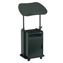 Sit-to-Stand Rolling Adjustable Laptop Cart With Storage, Black
