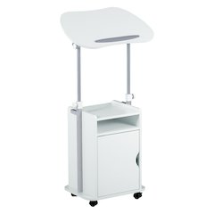 Sit-to-Stand Rolling Adjustable Laptop Cart With Storage, White