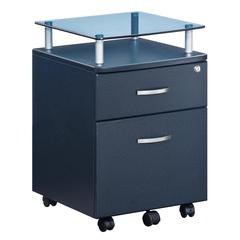 Rolling File Cabinet With Glass Top. Color: Graphite