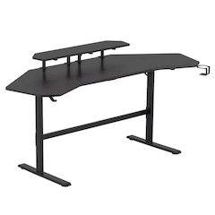 Black Gaming Desk with Wheels, Adjustable PC Desk Table for Gamers