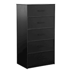 5-Drawer Dresser with Large Fabric Drawers, Black