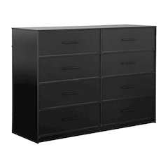 8-Drawer Dresser with Large Fabric Drawers, Black