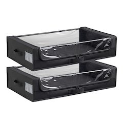 Set of 2 Under-Bed Rolling Storage Container with Transparent Cover
