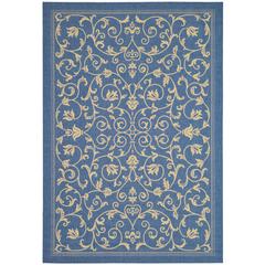 COURTYARD, BLUE / NATURAL, 6'-7" X 6'-7" Round, Area Rug, CY2098-3103-7R