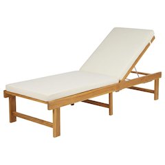 Outdoor Lounge Chair In Natural Acacia With Brass Metal Finish