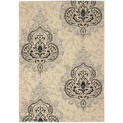 COURTYARD, CREME / BLACK, 9' X 12', Area Rug