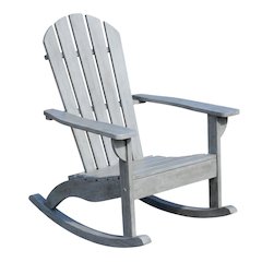 Grey Wash Eucalyptus Wood Rocking Chair With Galvanized Steel Frame