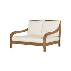 Outdoor Lounger With Brass Metal Accents And Polyester Cushion