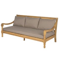 Outdoor Daybed In Natural Acacia With Brass Finish And Polyester Upholstery
