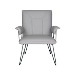JOHANNES 17.3"H MID CENTURY MODERN LEATHER ARM CHAIR, FOX1700B